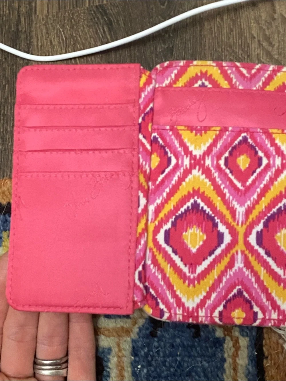 Vera Bradley Retired Print Floral Clementine Tri-fold Wallet Quilted Fabric